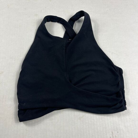 Lululemon Always Aligned Wrap Front Sports Bra Black Size 6 Minimalist Gym Yoga - Picture 1 of 7
